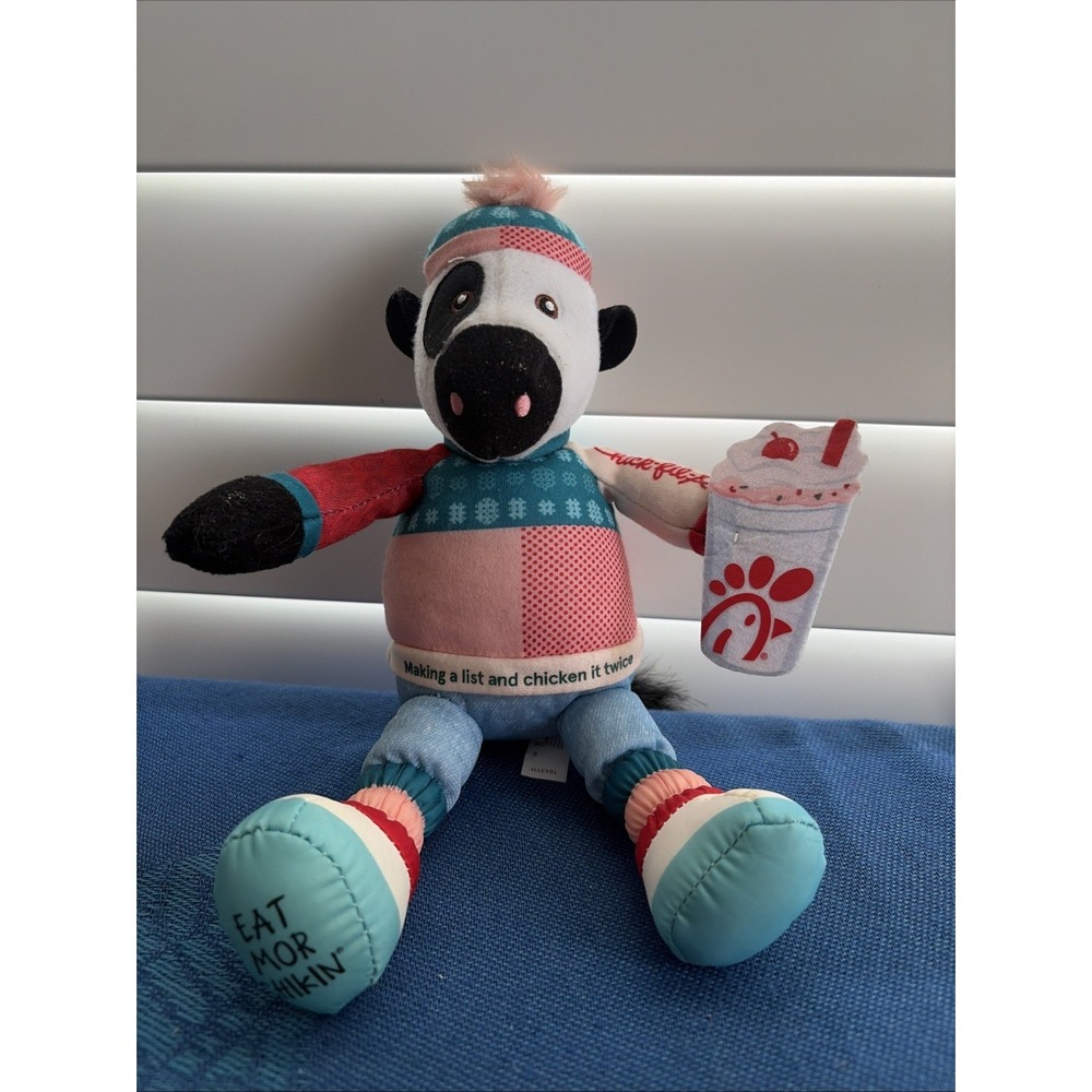 Chick Fil A Holiday plush Cow Milkshake stuffed animal soft toy 10" 2023